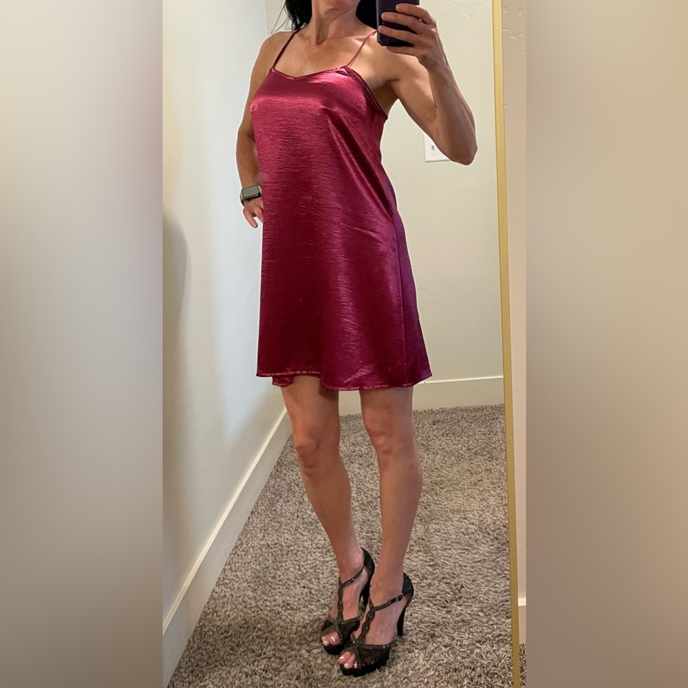 Motel Rocks Red Wine A-Line Satin Slip Dress Size Small